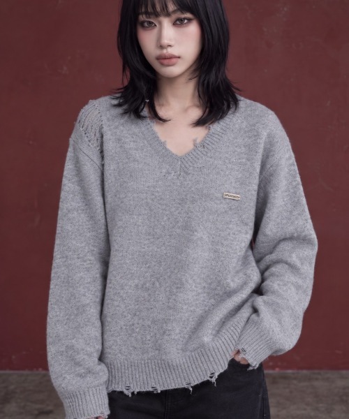 Openyard/オープンヤード』DISTRESSED V NECK KNIT/ダメージVネック