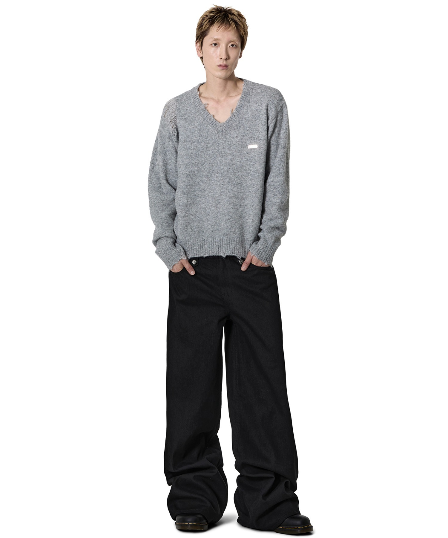 Openyard/オープンヤード』DISTRESSED V NECK KNIT/ダメージVネック