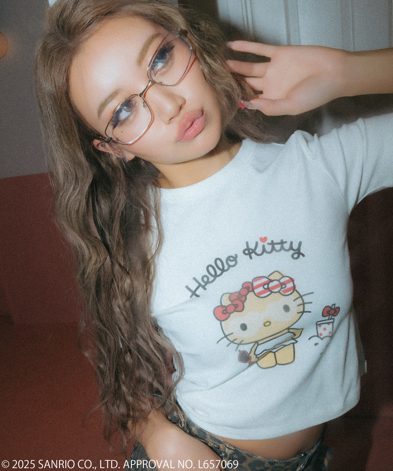 tシャツ 「Sanrio characters/サンリオキャラクターズ」ハローキティ日焼けキティちびTシャツ レディース Sanrio characters/サンリオキャラクターズ】ハローキティ日焼け