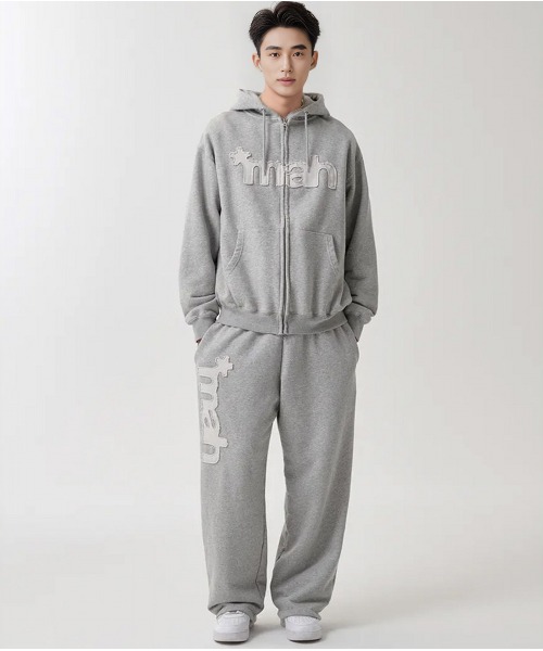[mahagrid] APPLIQUE ZIP UP HOODIE /追跡付 mah CUT OFF APPLIQUE ZIP-UP HOODIE[BLACK] - MAHAGRID