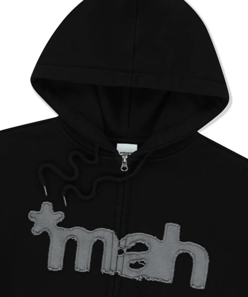mahagrid/マハグリッド』 CUT OFF APPLIQUE ZIP-UP HOODIE