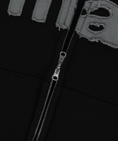 mahagrid/マハグリッド』 CUT OFF APPLIQUE ZIP-UP HOODIE/カットオフ