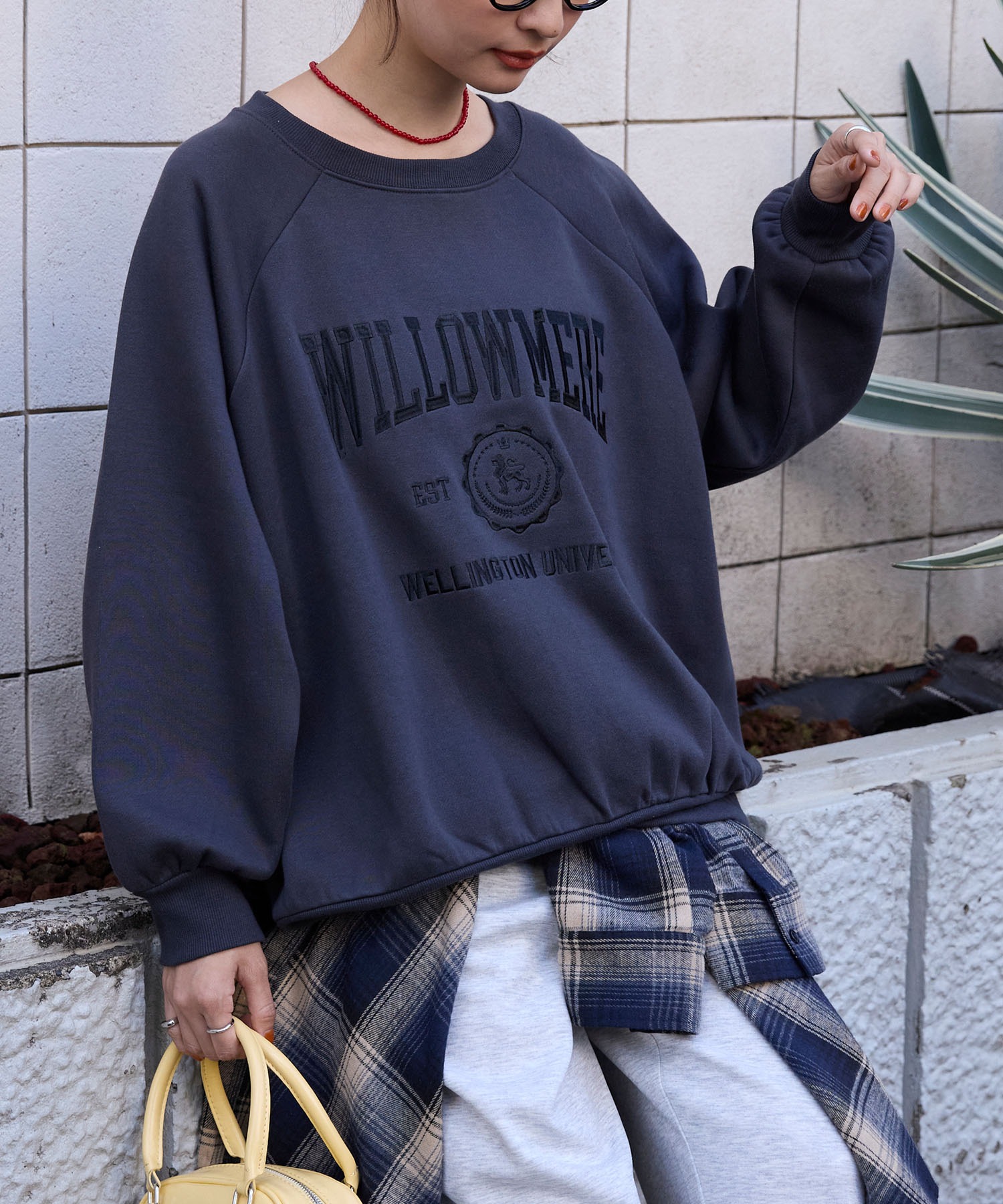 マーガレット様　商品画像確認用 カレッジロゴ刺繍サイドスリット裏起毛オーバーサイズスウェット