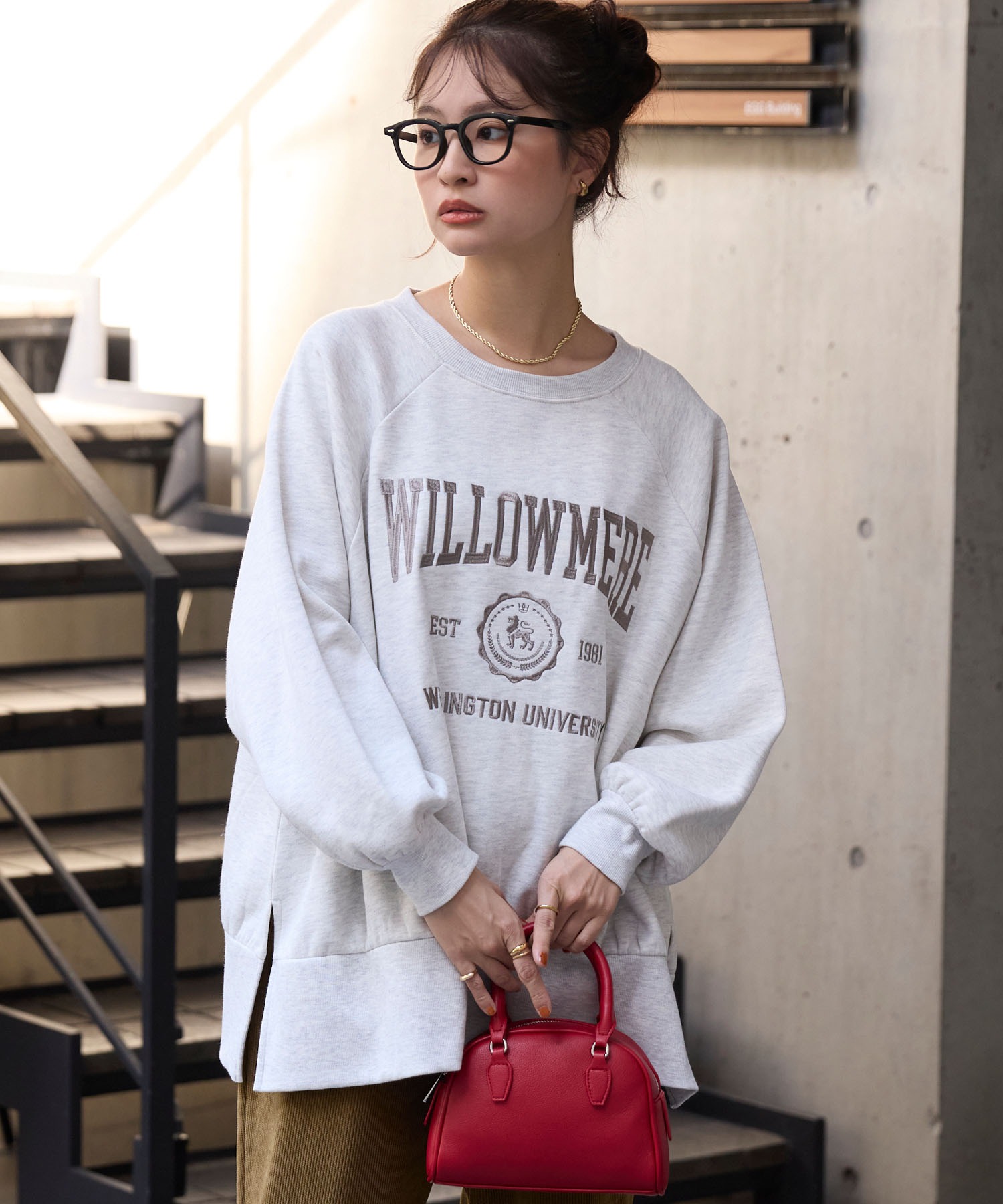 マーガレット様　商品画像確認用 カレッジロゴ刺繍サイドスリット裏起毛オーバーサイズスウェット