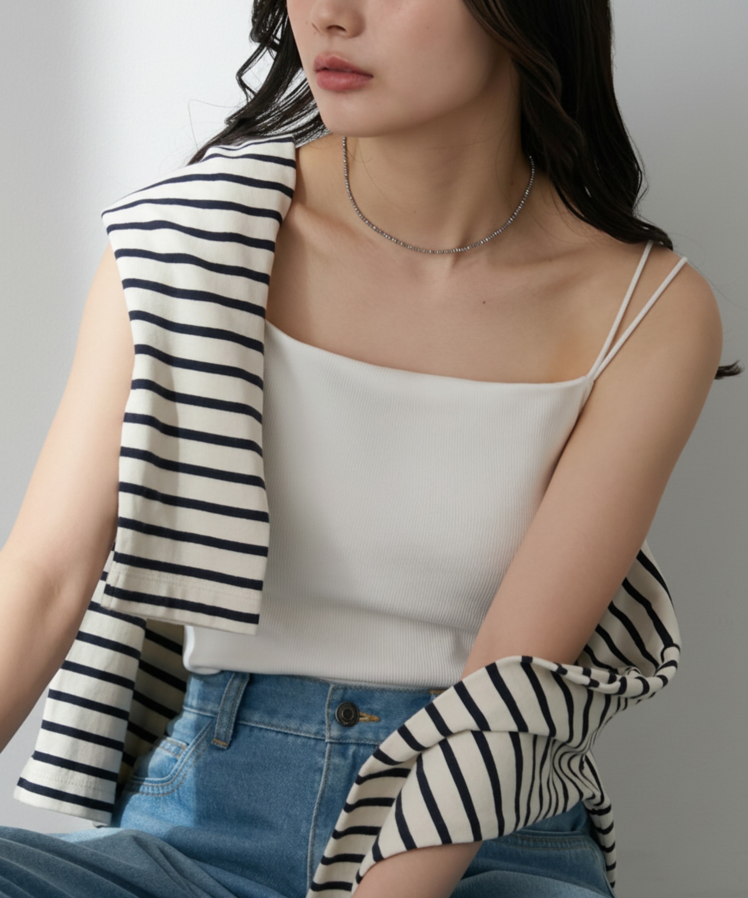 SOFRIBCOシリーズ】接触冷感 カップ付きダブルストラップ リブ