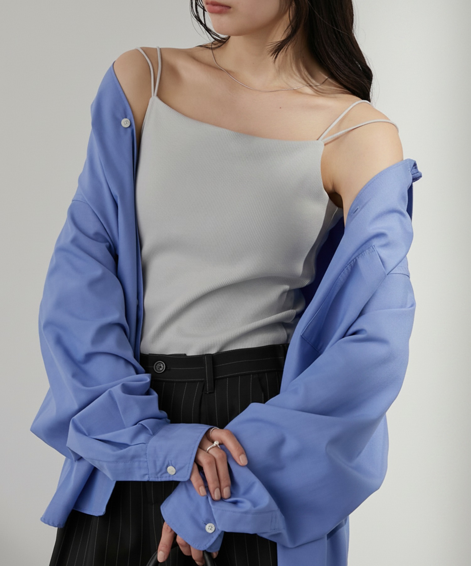 SOFRIBCOシリーズ】接触冷感 カップ付きダブルストラップ リブ