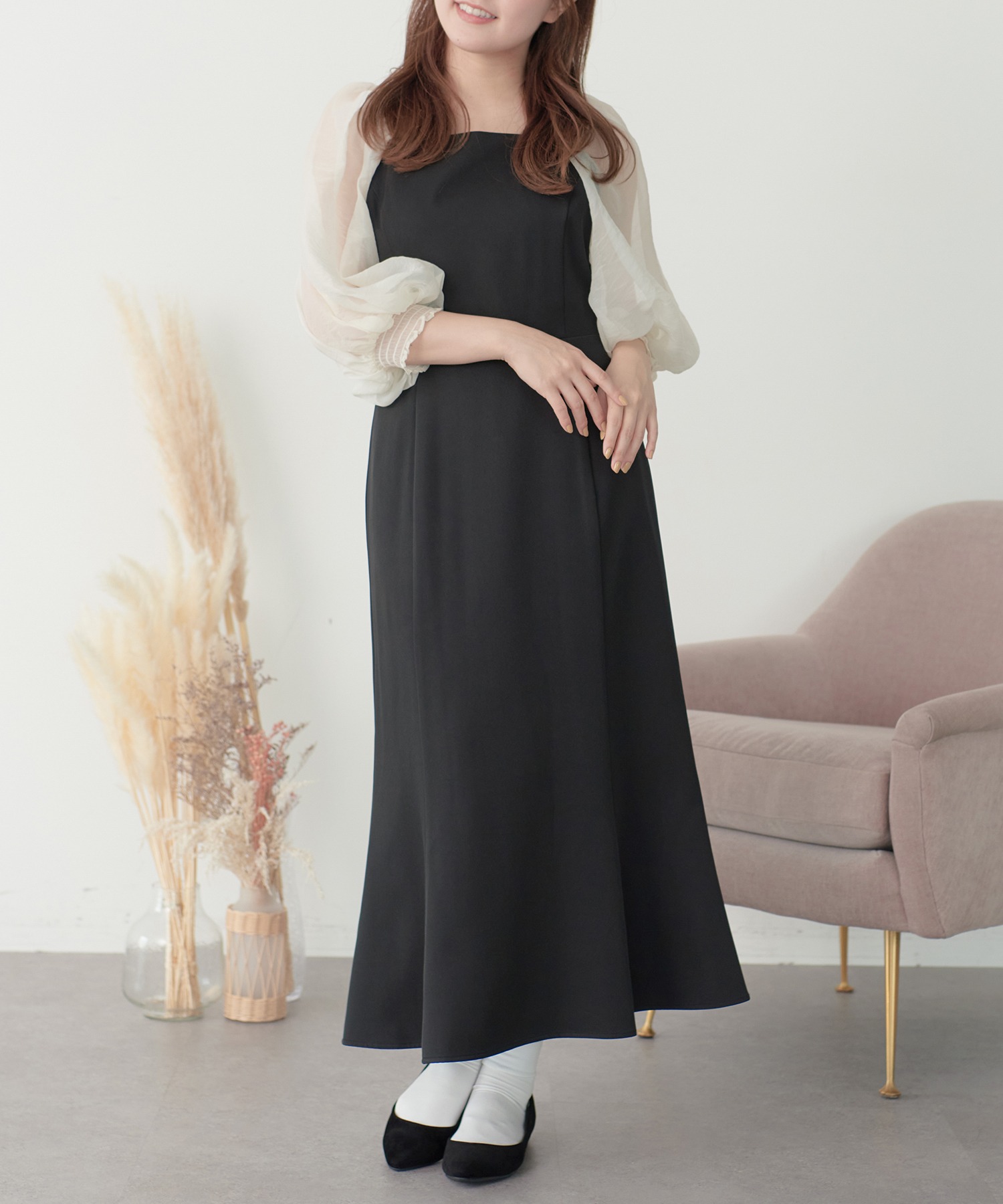 送料0円 Slurrシアースリーブワンピース ワンピース