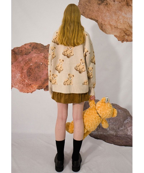 A'GEM/9 × .kom『MAIN BOOTH/メインブース』Teddy Bear Cardigan