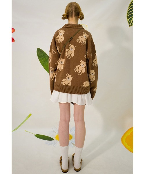うのにもお得な A'GEM/9 × .kom『MAIN BOOTH/メインブース』Teddy Bear Cardigan トップス