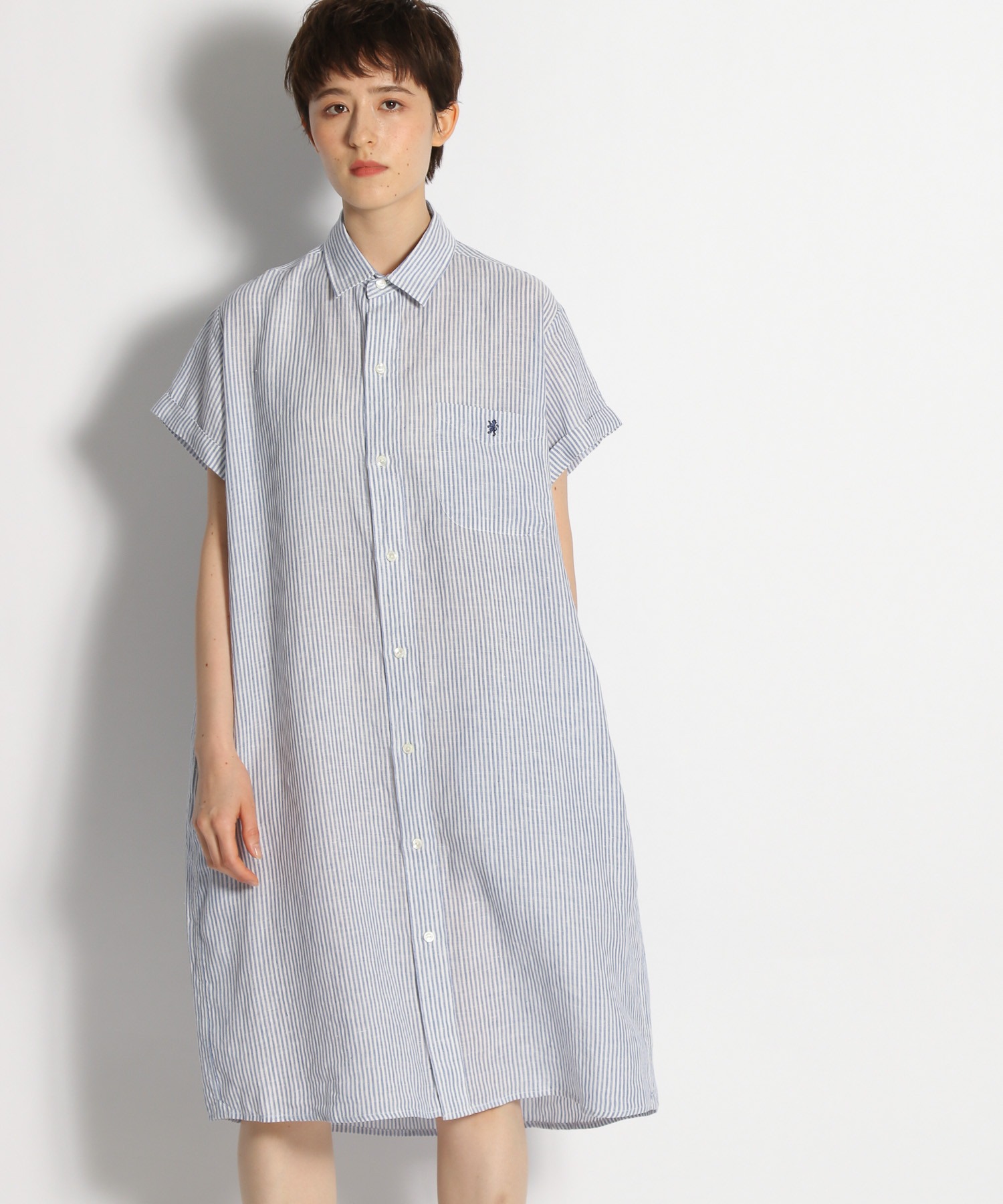 Gymphlex ジムフレックス 贈り物 リネン半袖シャツワンピース