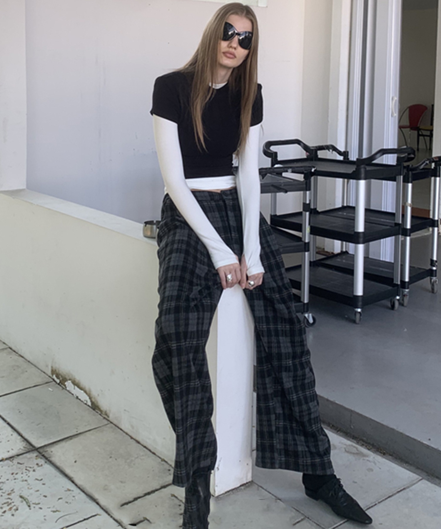 ワイドチェックパンツ LON24a139-ファッション通販サイト-chuclla,FANO