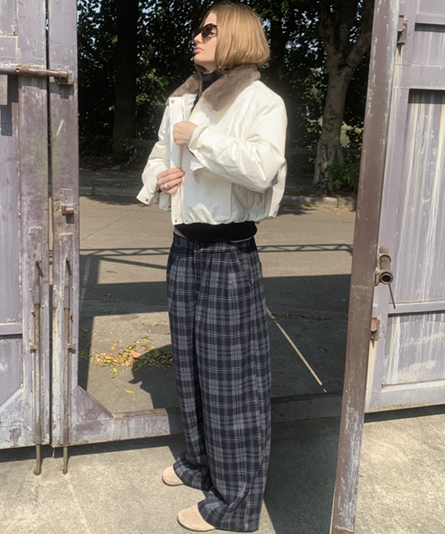 ワイドチェックパンツ LON24a139-ファッション通販サイト-chuclla,FANO