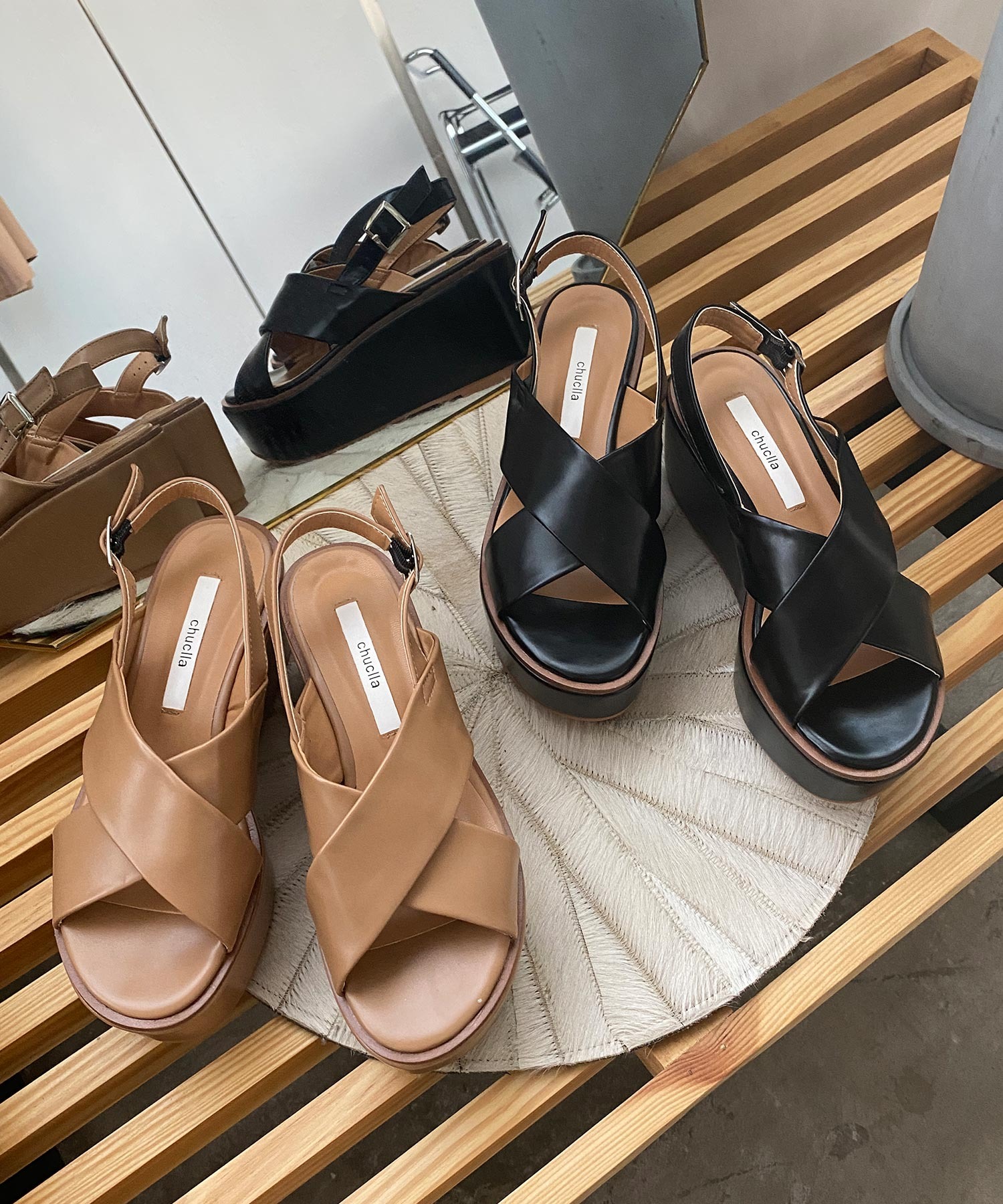 chuclla】Platform crossed belt sandal sb-6 chs46-ファッション通販