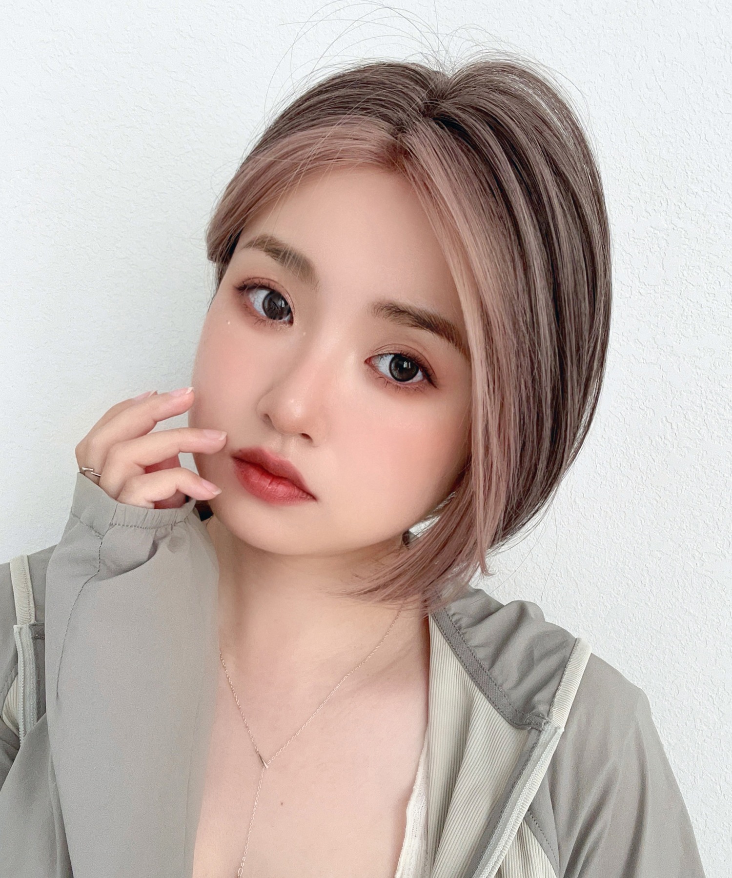 部分手植え ミストバングショート 」 ウィッグ ショート ボブ ショート