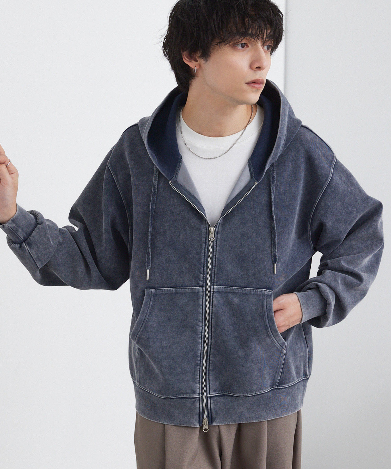 ヴィンテージライク ケミカルウォッシュ ショート丈 ダンボール ダブル