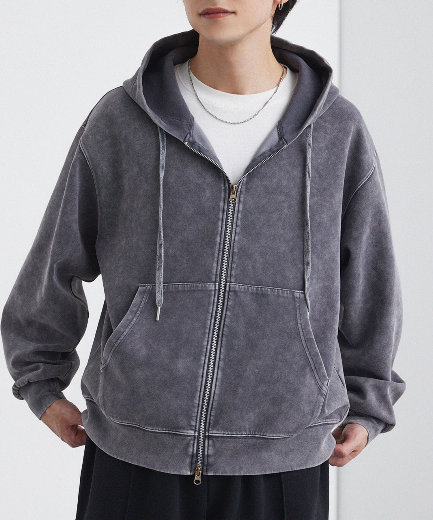 ヴィンテージライク ケミカルウォッシュ ショート丈 ダンボール ダブル