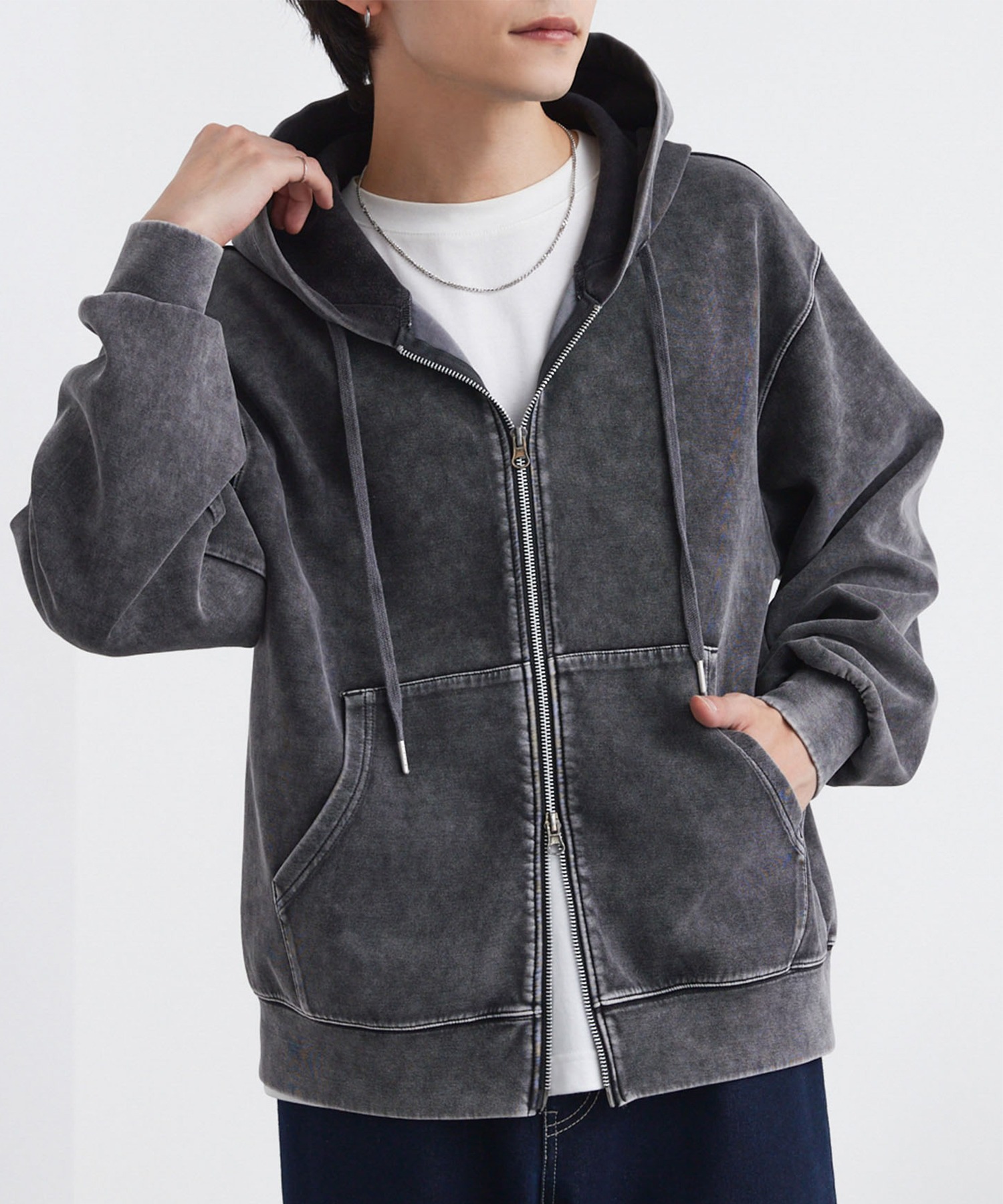 ヴィンテージライク ケミカルウォッシュ ショート丈 ダンボール ダブル