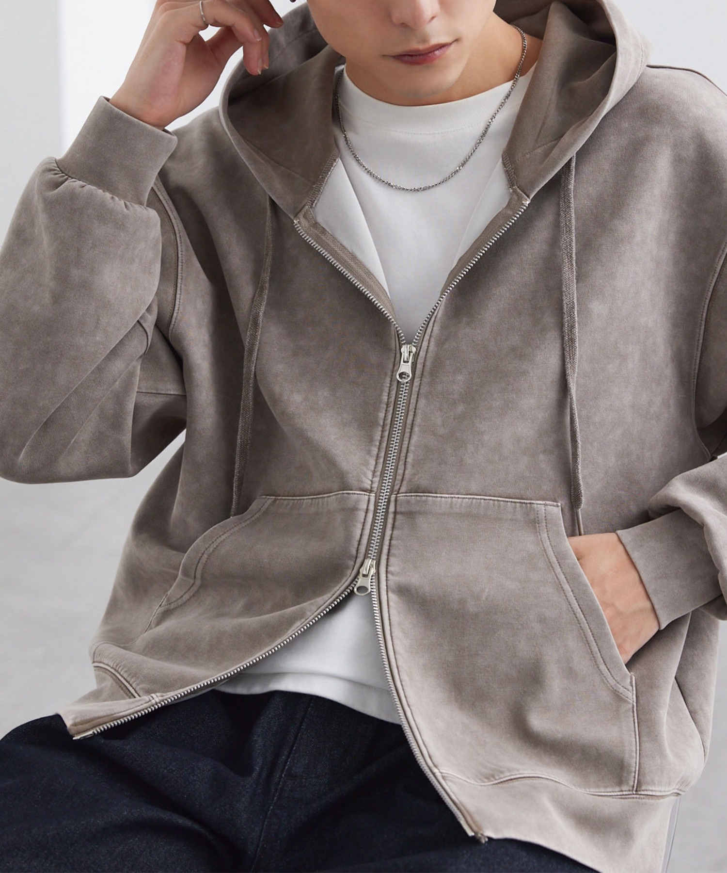 ヴィンテージライク ケミカルウォッシュ ショート丈 ダンボール ダブル