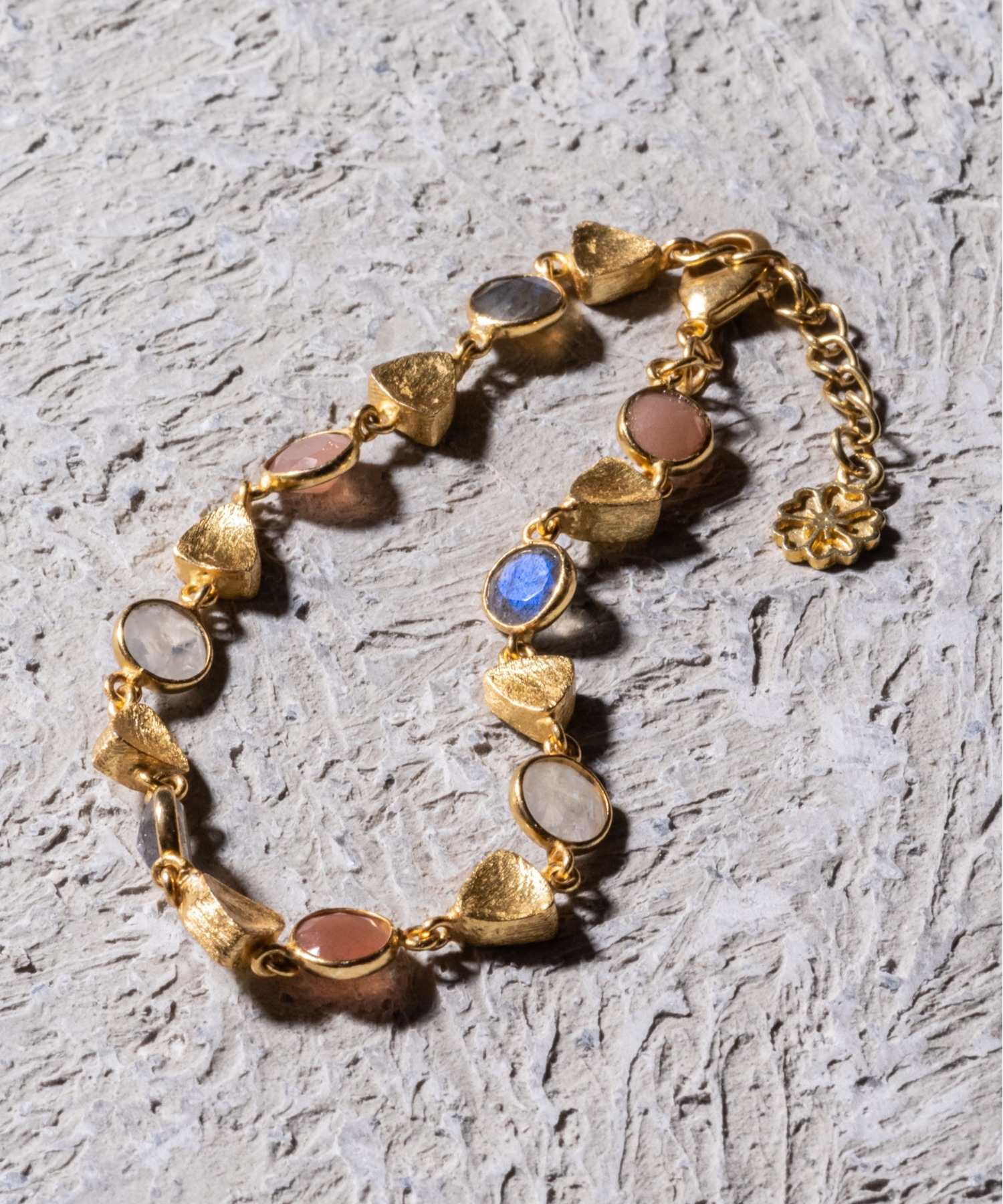 天然石 18金プレート マルチストーンブレスレット