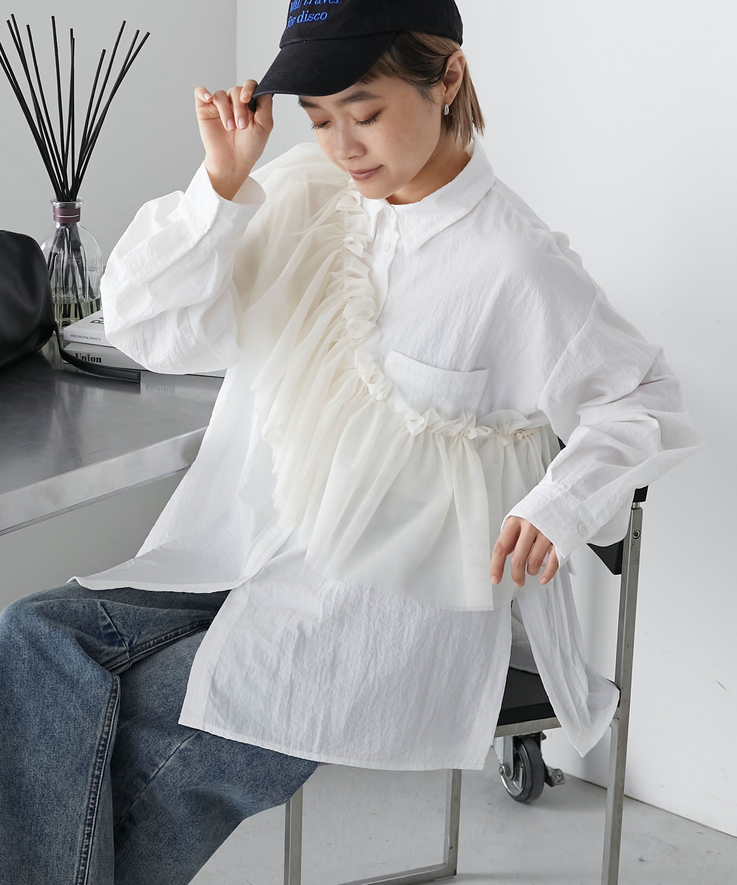 forksy.】ワッシャータフタマルチwayフリルセットシャツ forksy.│MONO