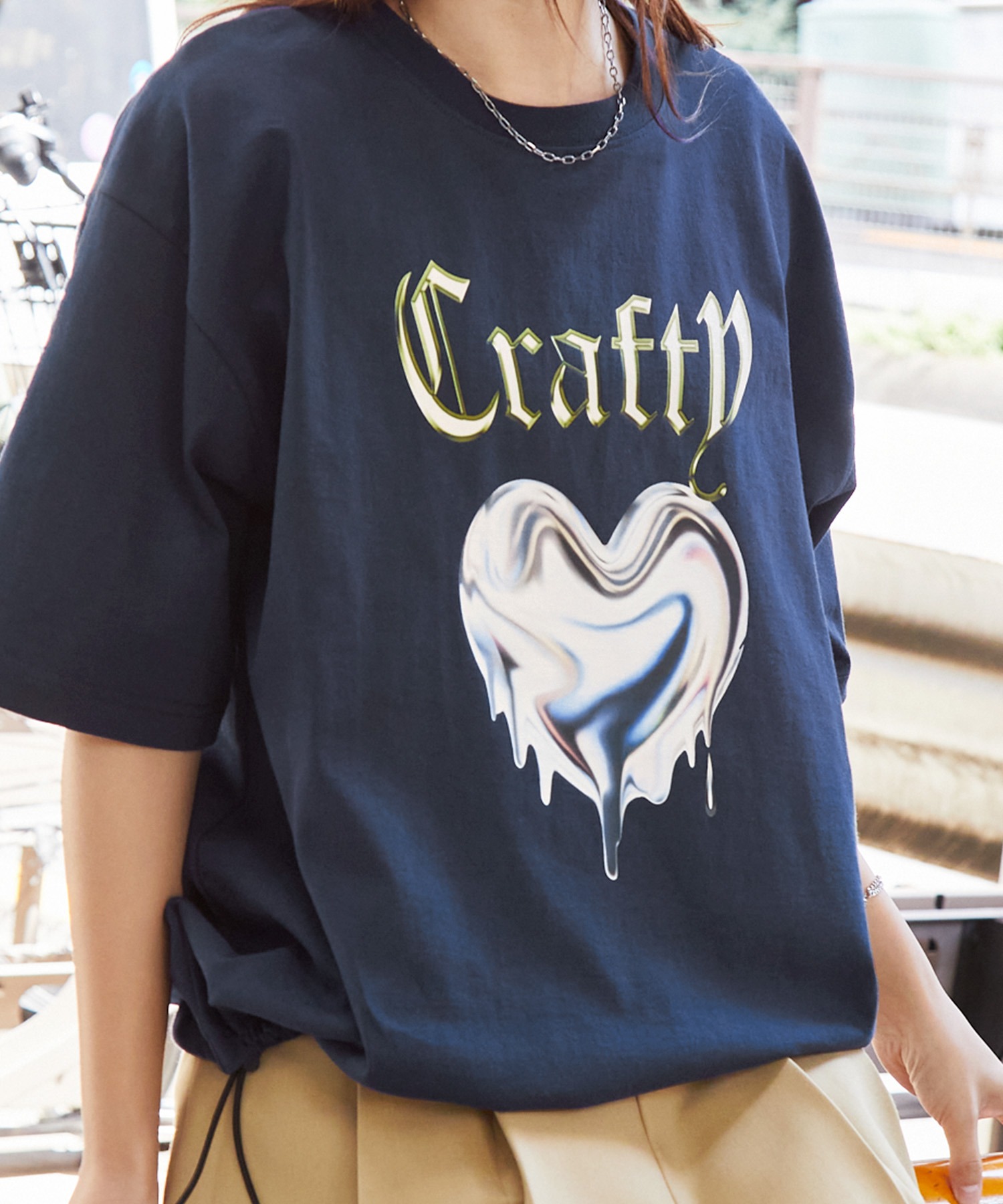 オリジナル　プリントロゴ メタリックデザインロゴプリント ドロスト半袖Tシャツ MONO