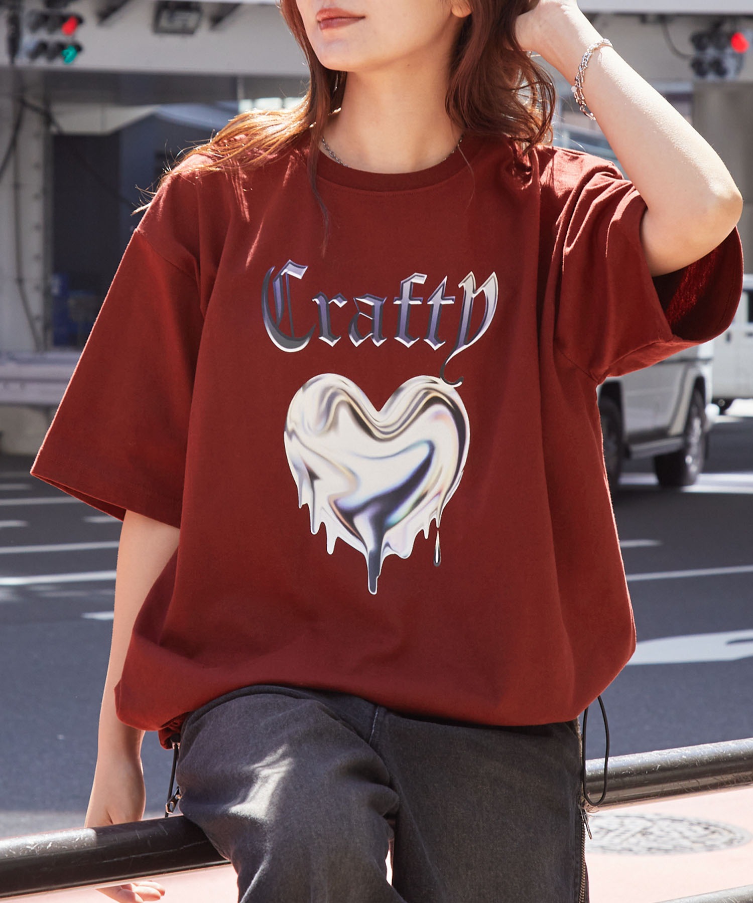 ゴッドスピード スカルローズデザイン プリント 半袖 Tシャツ ブラック 