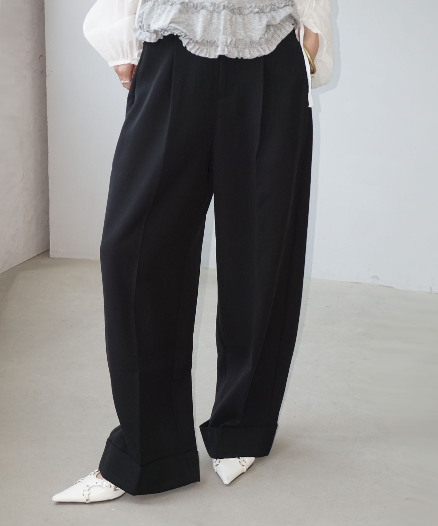 ダブルカフス ワイドチノスラックス chw25s059-ファッション通販サイト