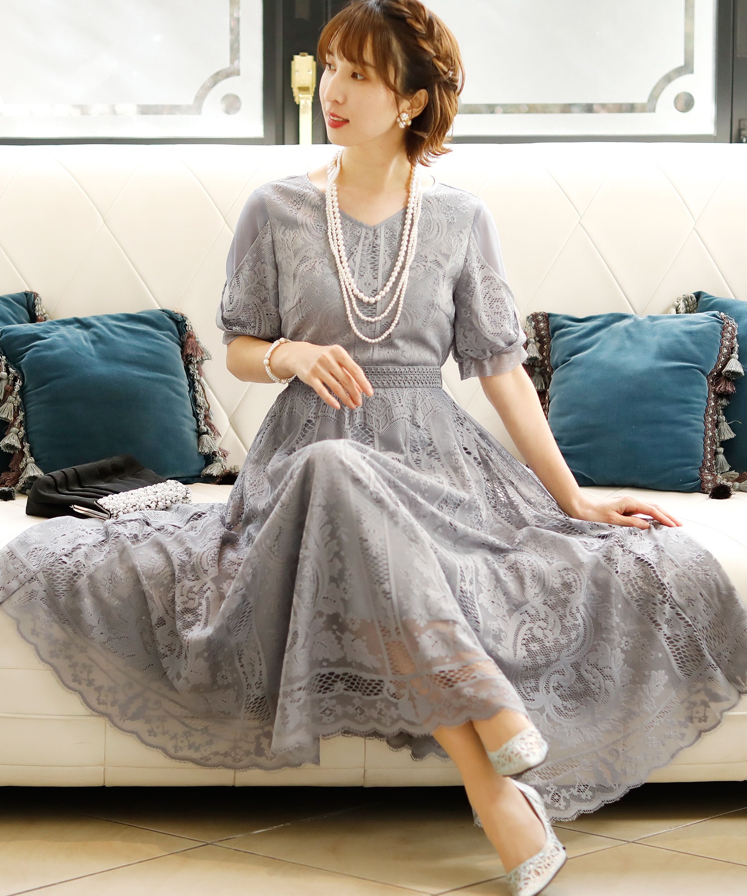 フィット フレアドレス ロングスカート 結婚式ワンピース 同窓会 成人式 セレモニー大きいサイズ対応