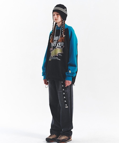パーカー A'GEM/9 × .kom「MAIN BOOTH/メインブース」Glitch Hood T-shirt/グリッチ プルオーバーパーカー レ A'GEM/9 × .kom『MAIN BOOTH/メインブース』Glitch Hood T-shirt