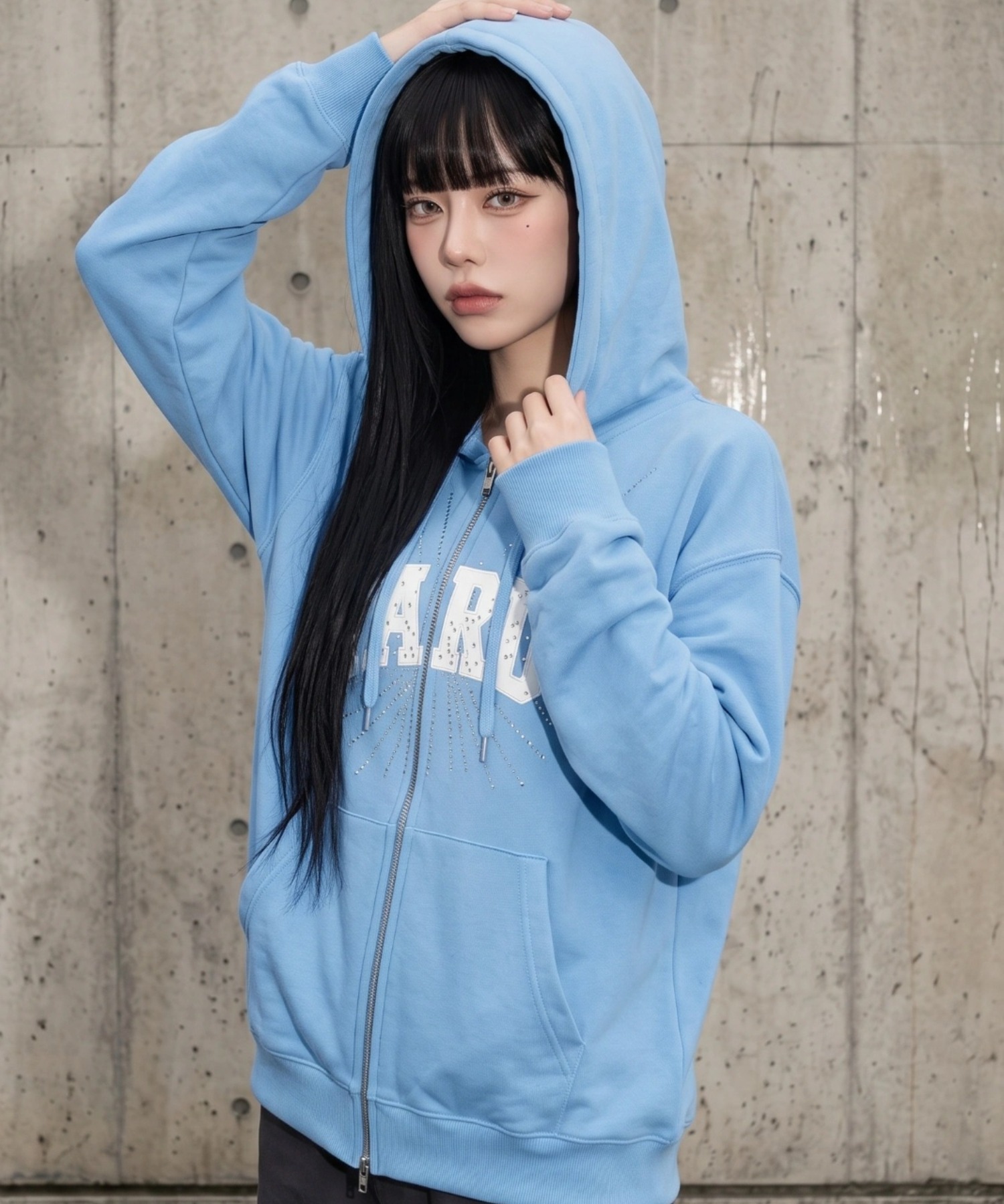 Openyard/オープンヤード』RHINESTONE BURST HOODIE ZIP UP /ストーン