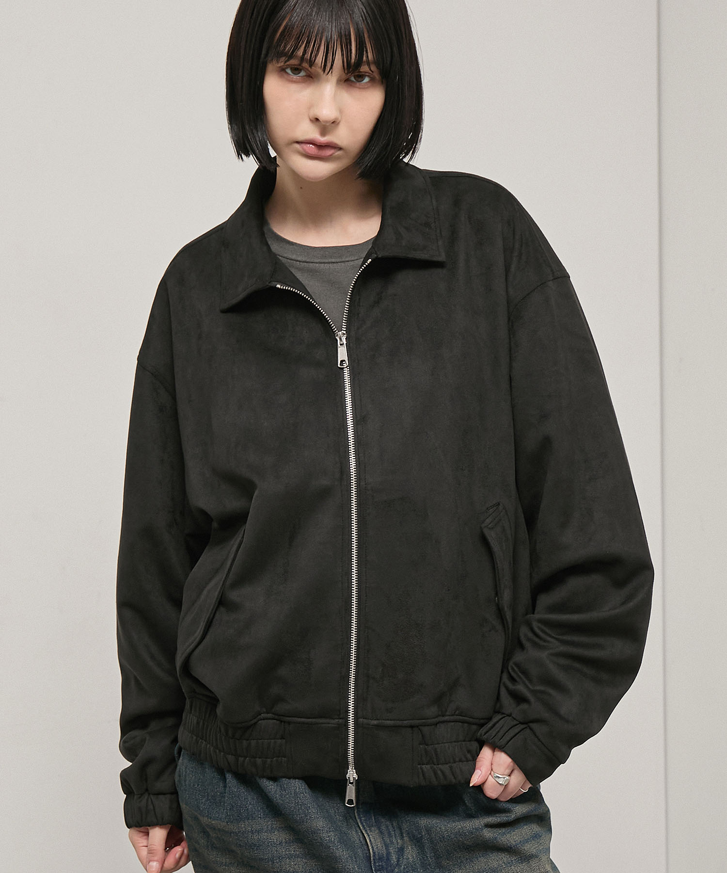 Alfred Alex】Soft Fade Shirring Double-Zip Blouson / ソフト
