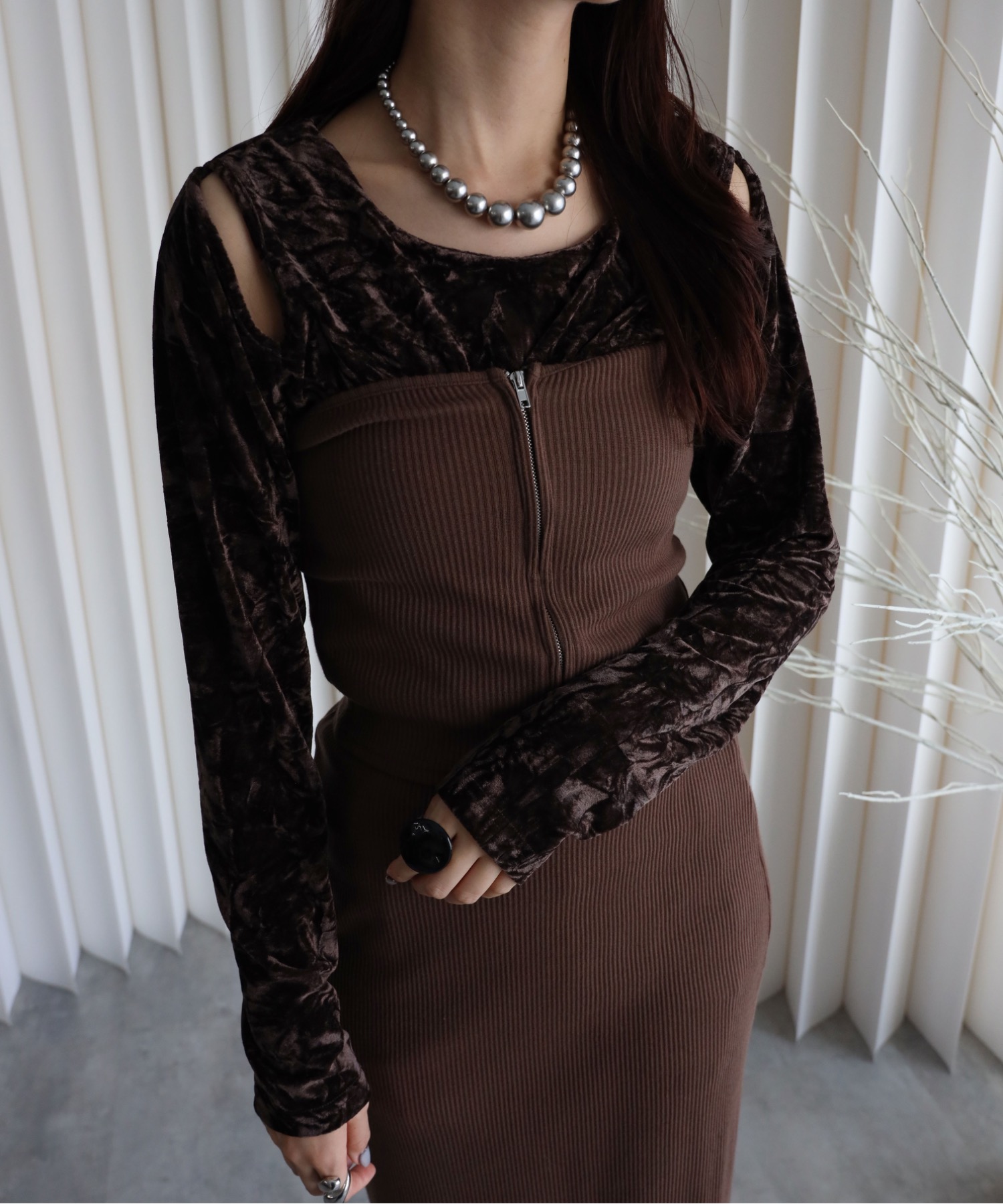 model：164cm. 着用サイズ：FREE. 袖丈：長袖