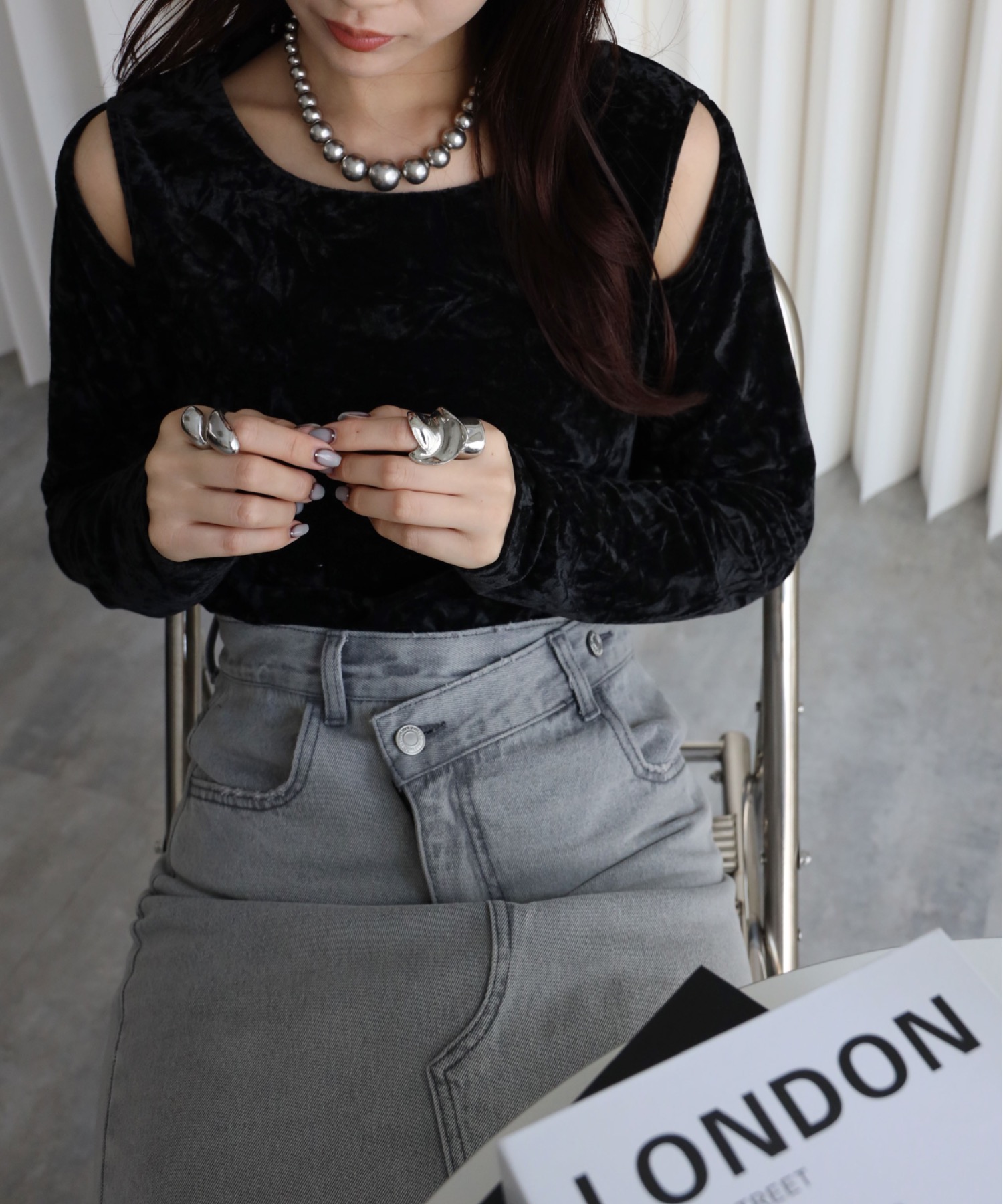 model：164cm. 着用サイズ：FREE. 袖丈：長袖