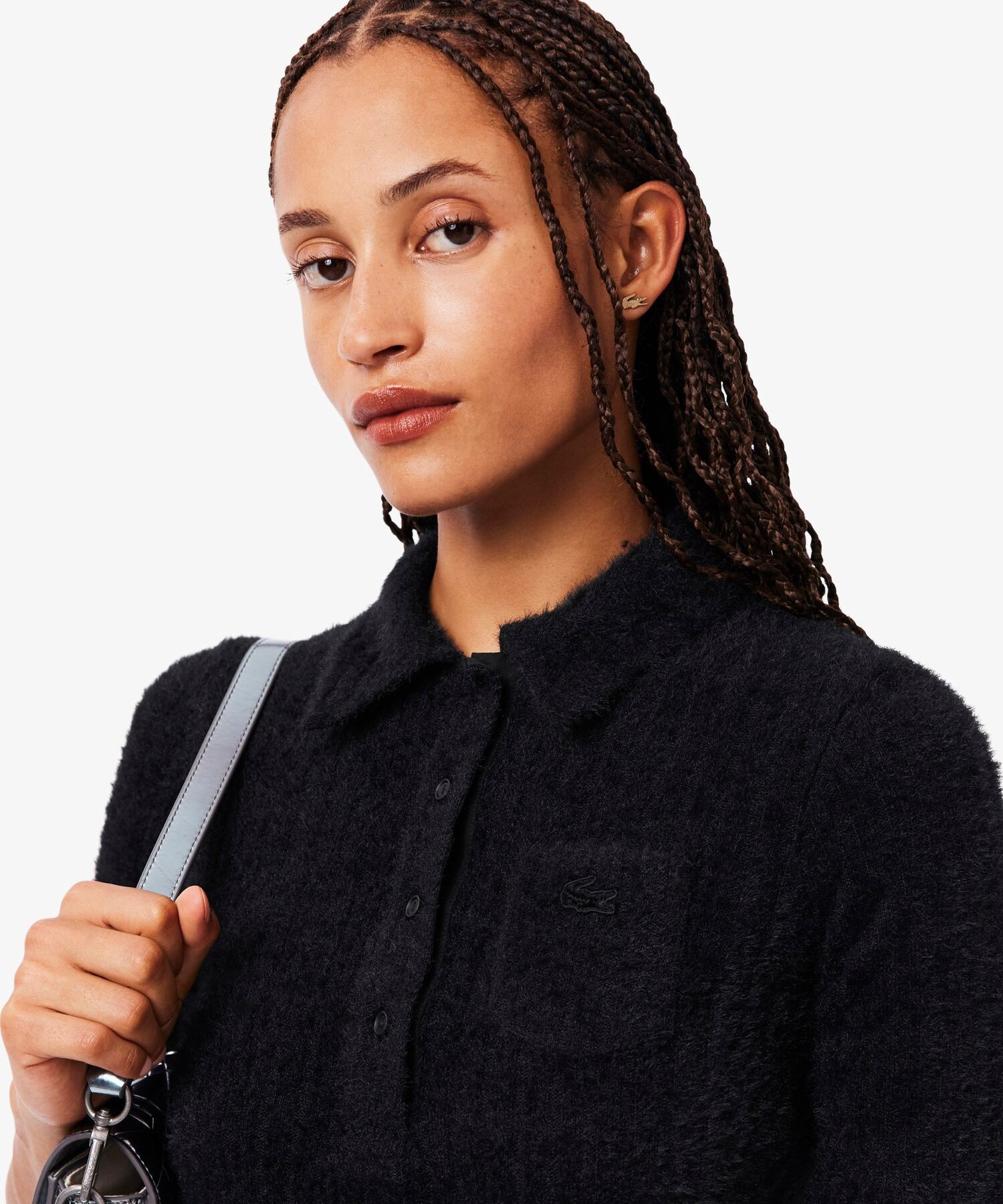 Slim Fit shaggy rib-knit поло‑футболка