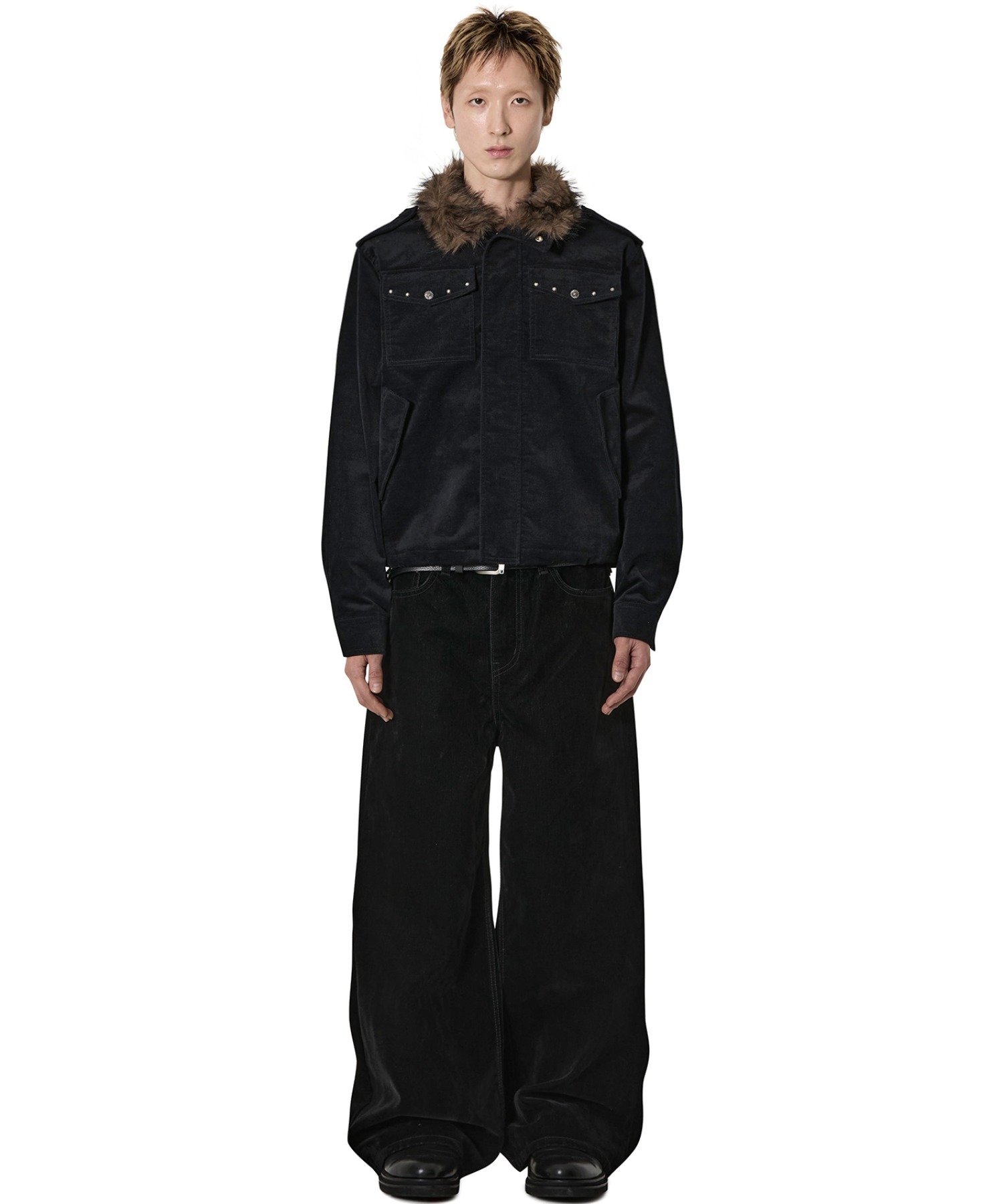 Openyard/オープンヤード』STITCHED VELVET WIDE HEM PANTS /ステッチ