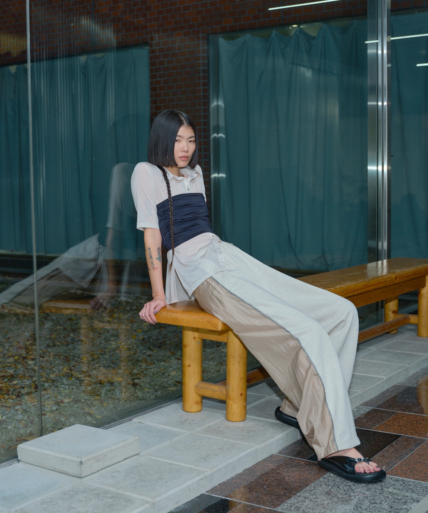 SHEER JERSEY SHIRTS WITH BARE TOP / シアージャージシャツウィズベア 