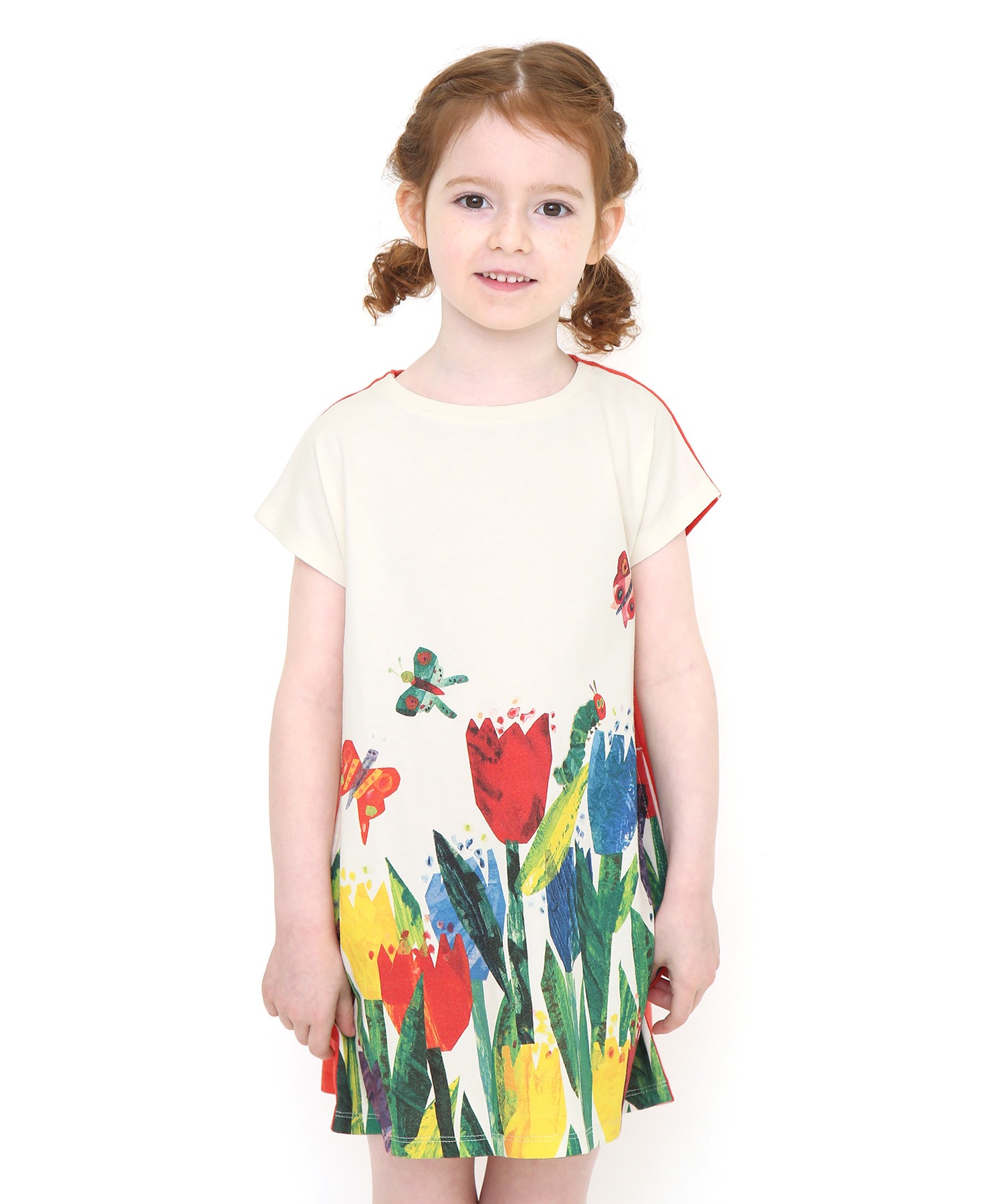チューリップガーデン エリックカール コラボキッズボートネックボックスワンピース レッド