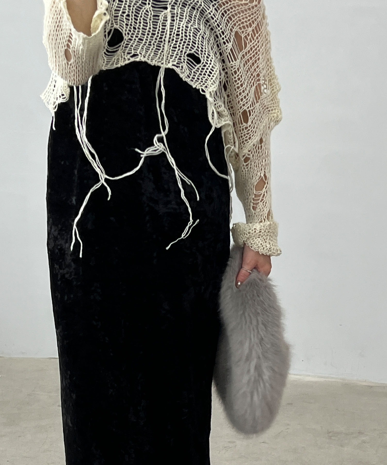 【小さいサイズ】メッシュ編みショート丈ニット/洗える ショート丈 メッシュルーズニット chw23a062-ファッション通販