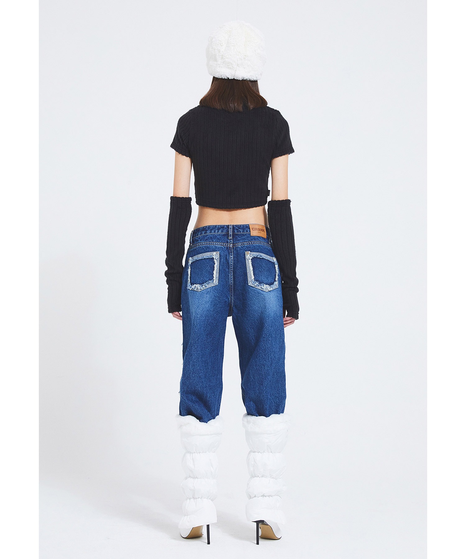 A'GEM/9 × .kom『CRANK/クランク』LETTERING WIDE JEANS