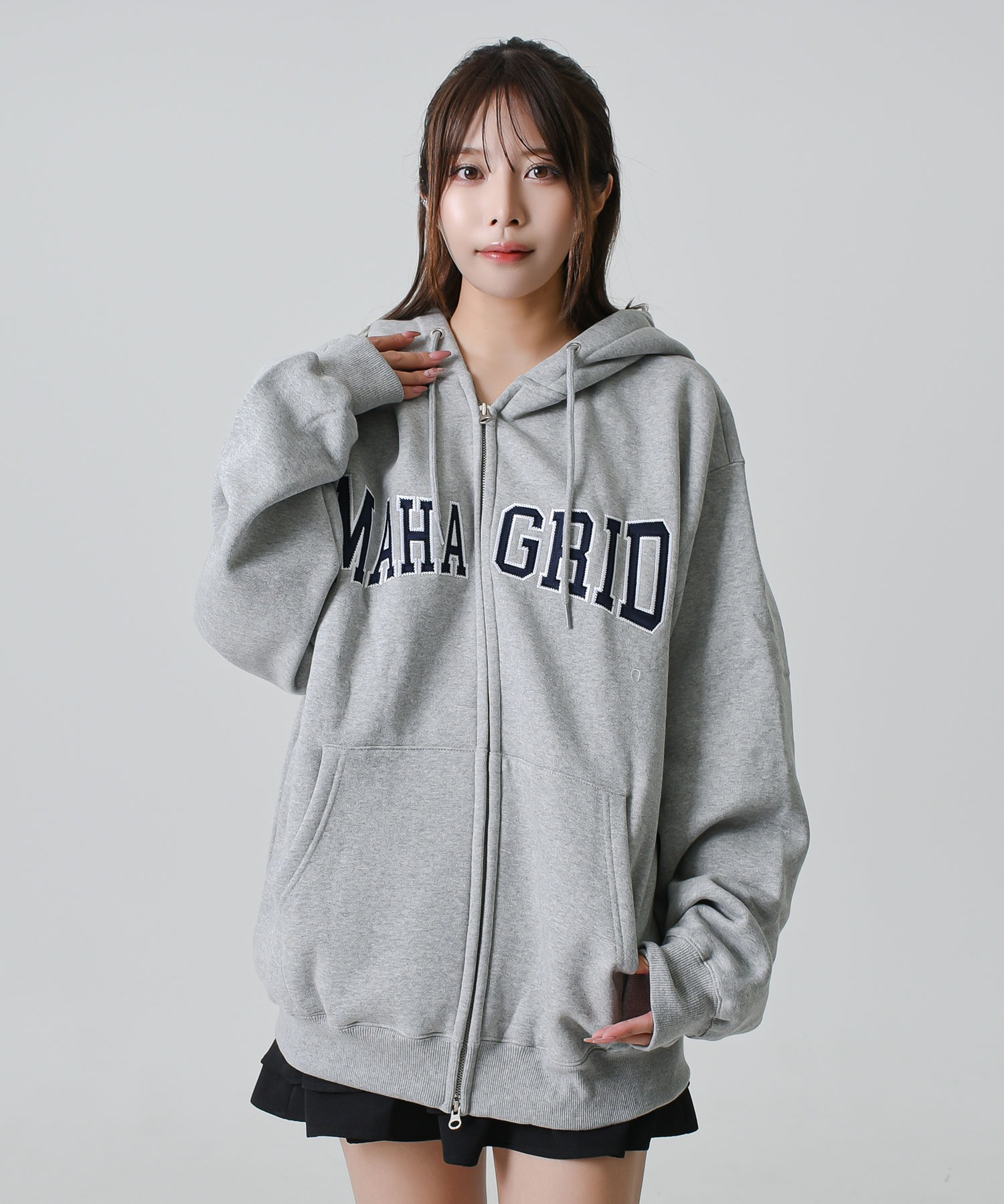 mahagrid/マハグリッド』APPLIQUE ZIP UP HOODIE/アップリケデザイン ジップアップパーカー mahagrid│A'GEM/9×.KOM【公式】｜韓国・ストリートブランド通販サイト  エージェムナイン ドットケーオーエム