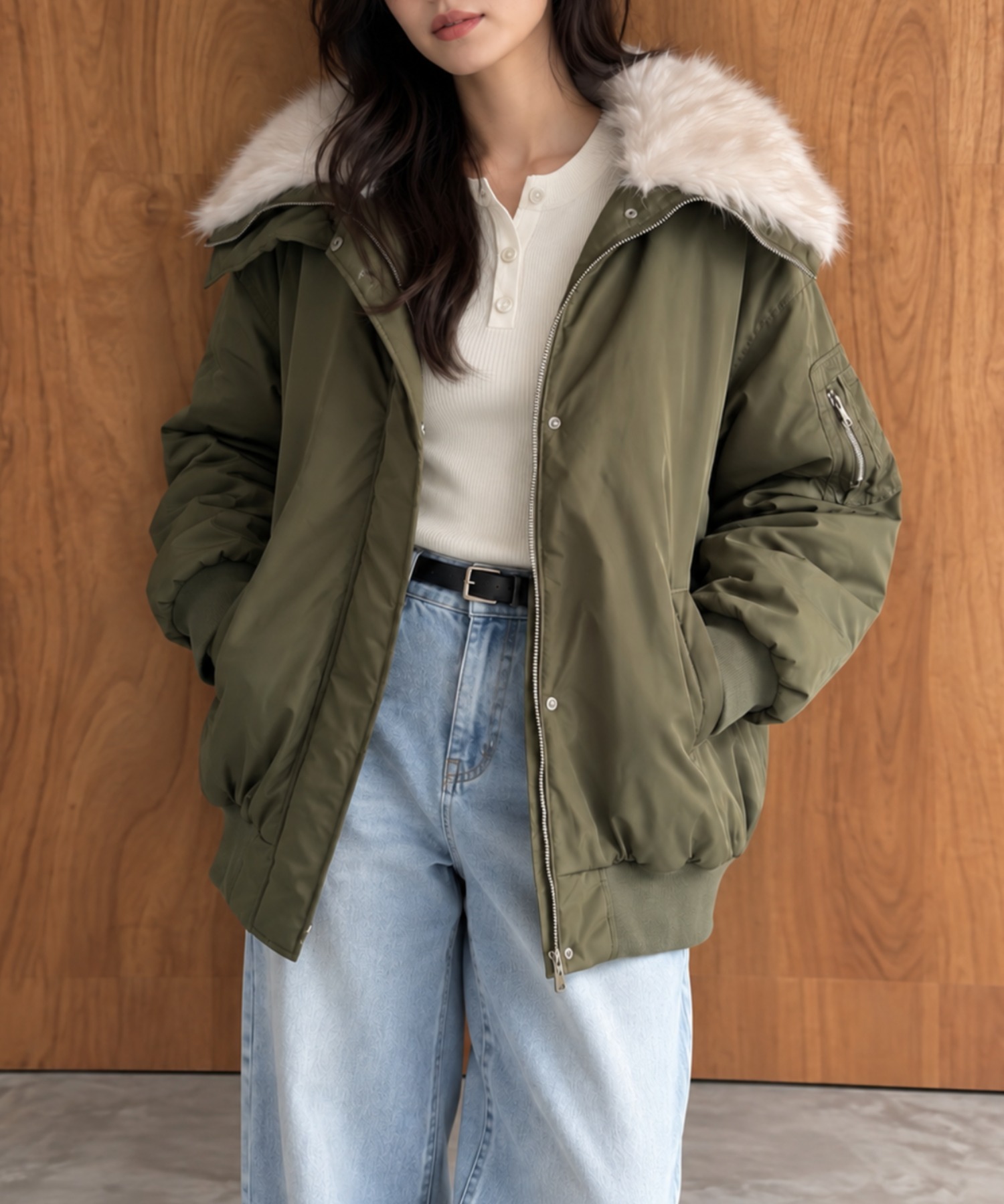 モデル身長：158cm
着用サイズ：FREE