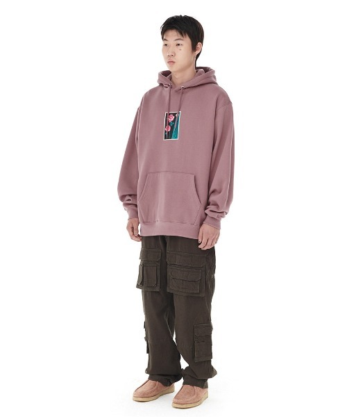 パーカー 「mahagrid/マハグリッド」TWO ROSE HOODIE/フラワーデザイン プルオーバーパーカー レディース メンズ mahagrid/マハグリッド』TWO ROSE HOODIE/フラワーデザイン プル