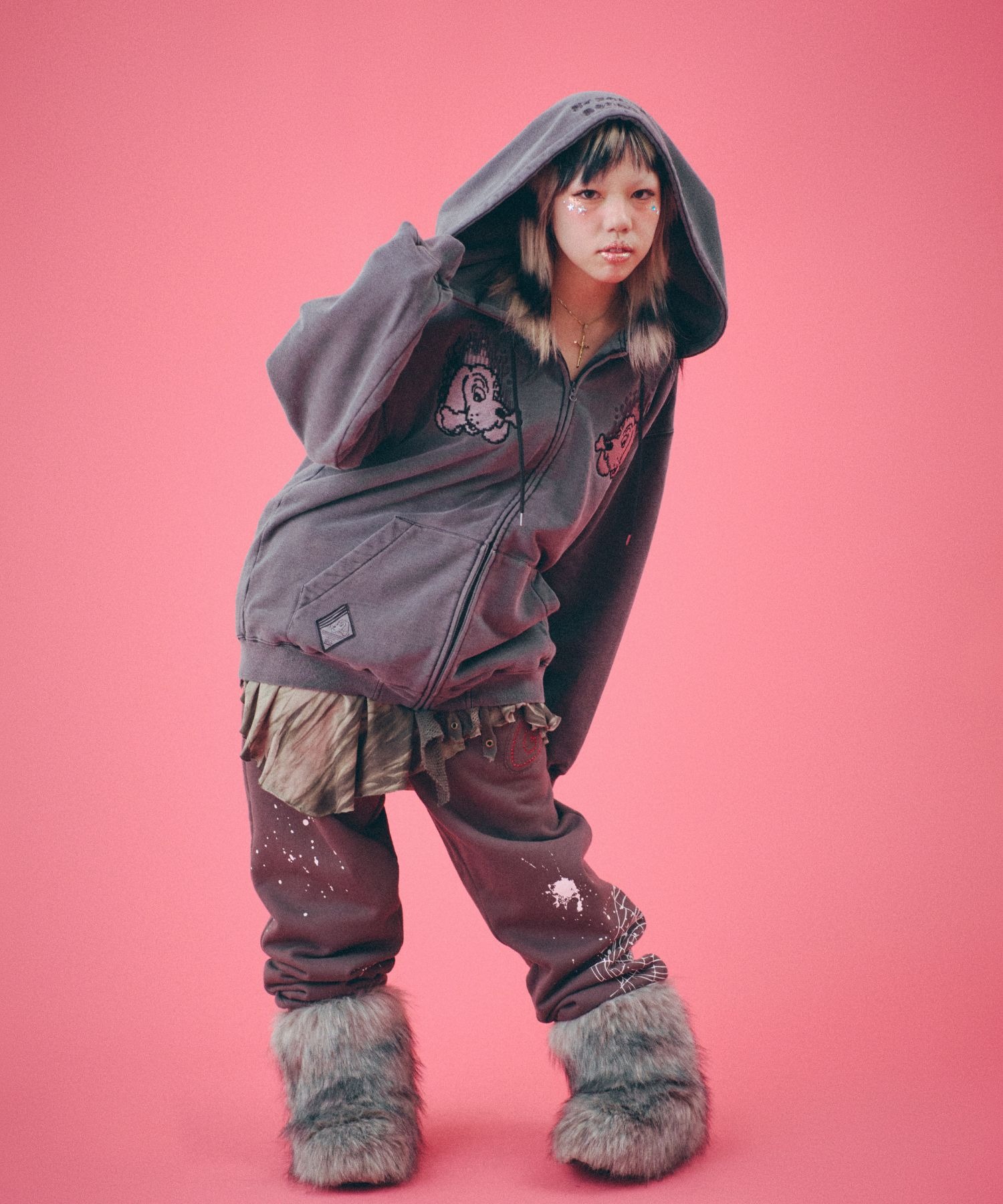 GALFY（ガルフィー）ガルクエジップパーカー/バックプリント裏毛