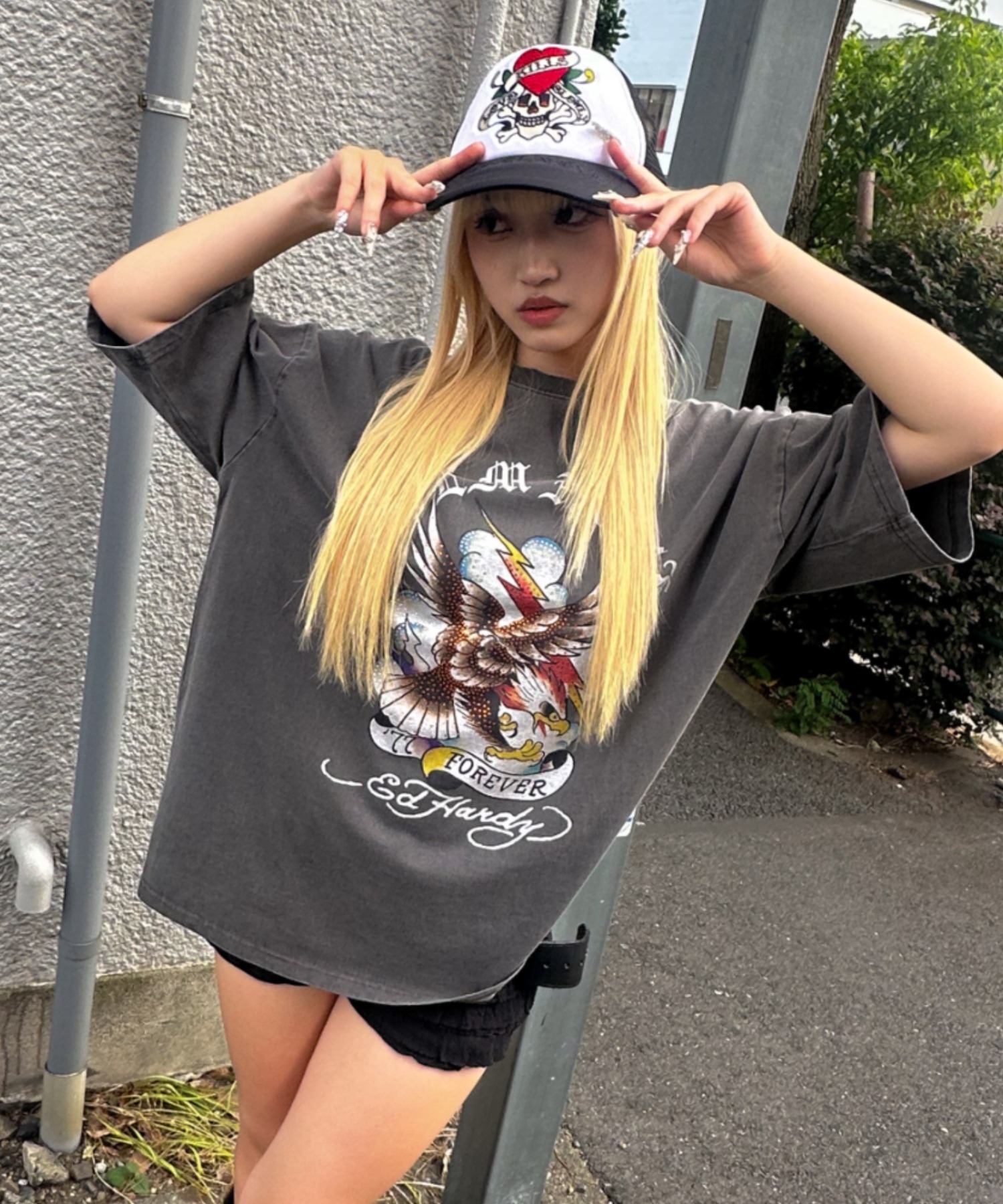 A'GEM/9 × .kom 『A'GEM/9/エージェムナイン』 Ed Hardy半袖Tシャツ A