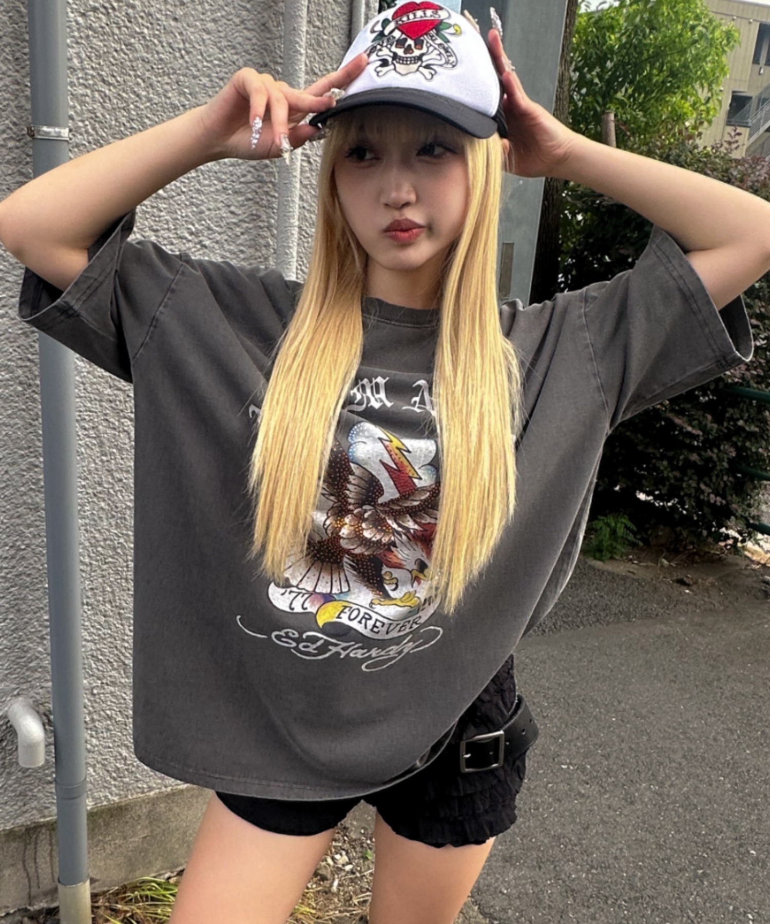 A'GEM/9 × .kom 『A'GEM/9/エージェムナイン』 Ed Hardy半袖Tシャツ A