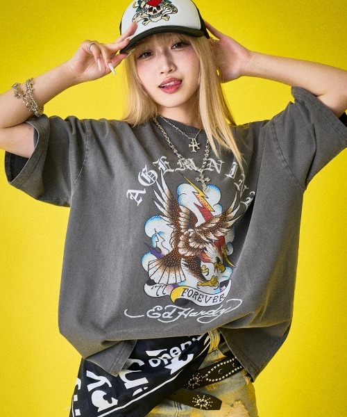 A'GEM/9 × .kom 『A'GEM/9/エージェムナイン』 Ed Hardy半袖Tシャツ A