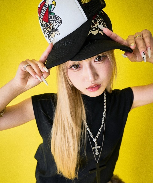 新品未使用　DOLCE & GABBANA ムートン帽子 A'GEM/9 × .kom 『A'GEM/9/エージェムナイン』 Ed HardyメッシュCAP A
