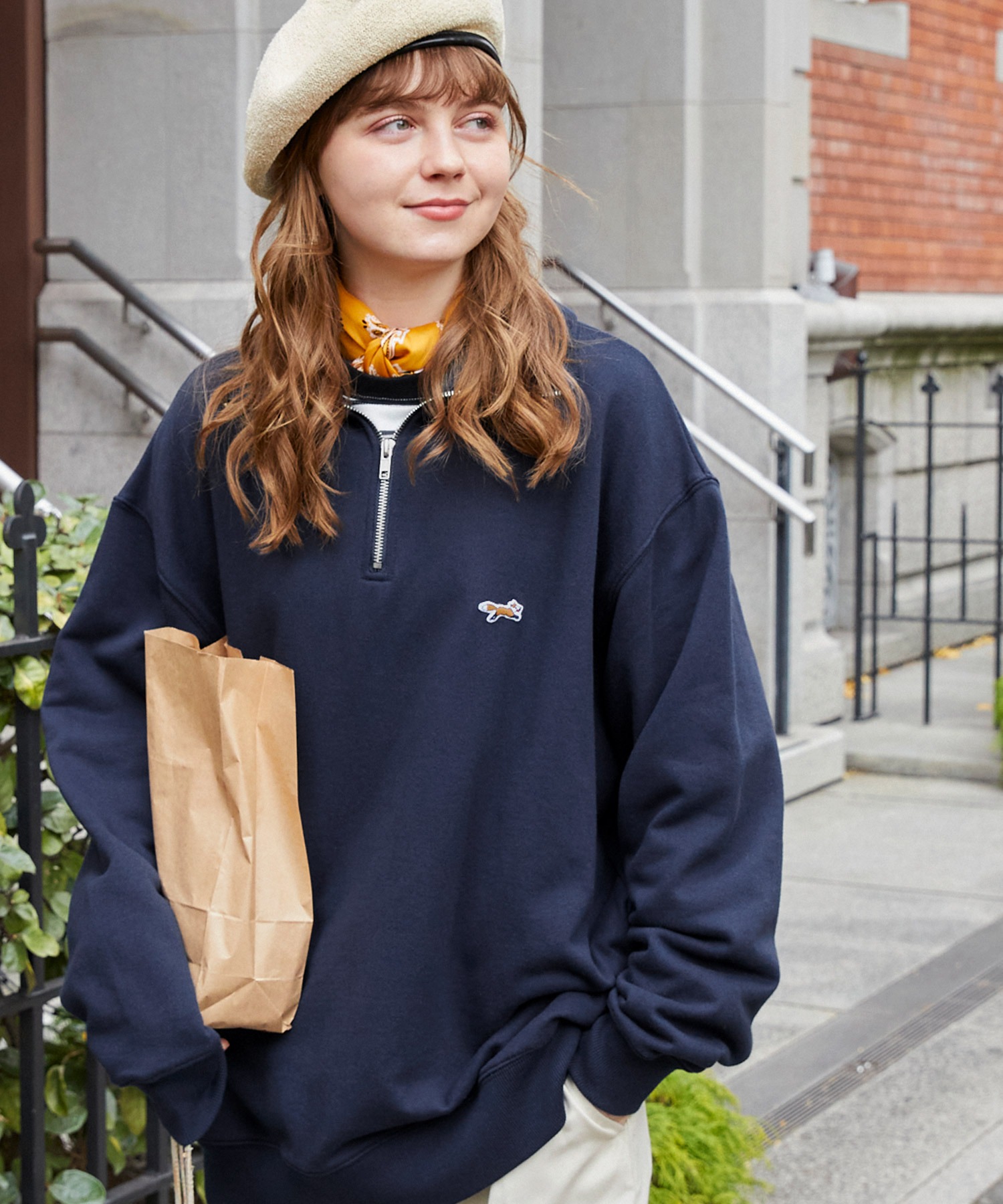 【Maison Kitsune】フォックス刺繍ニット