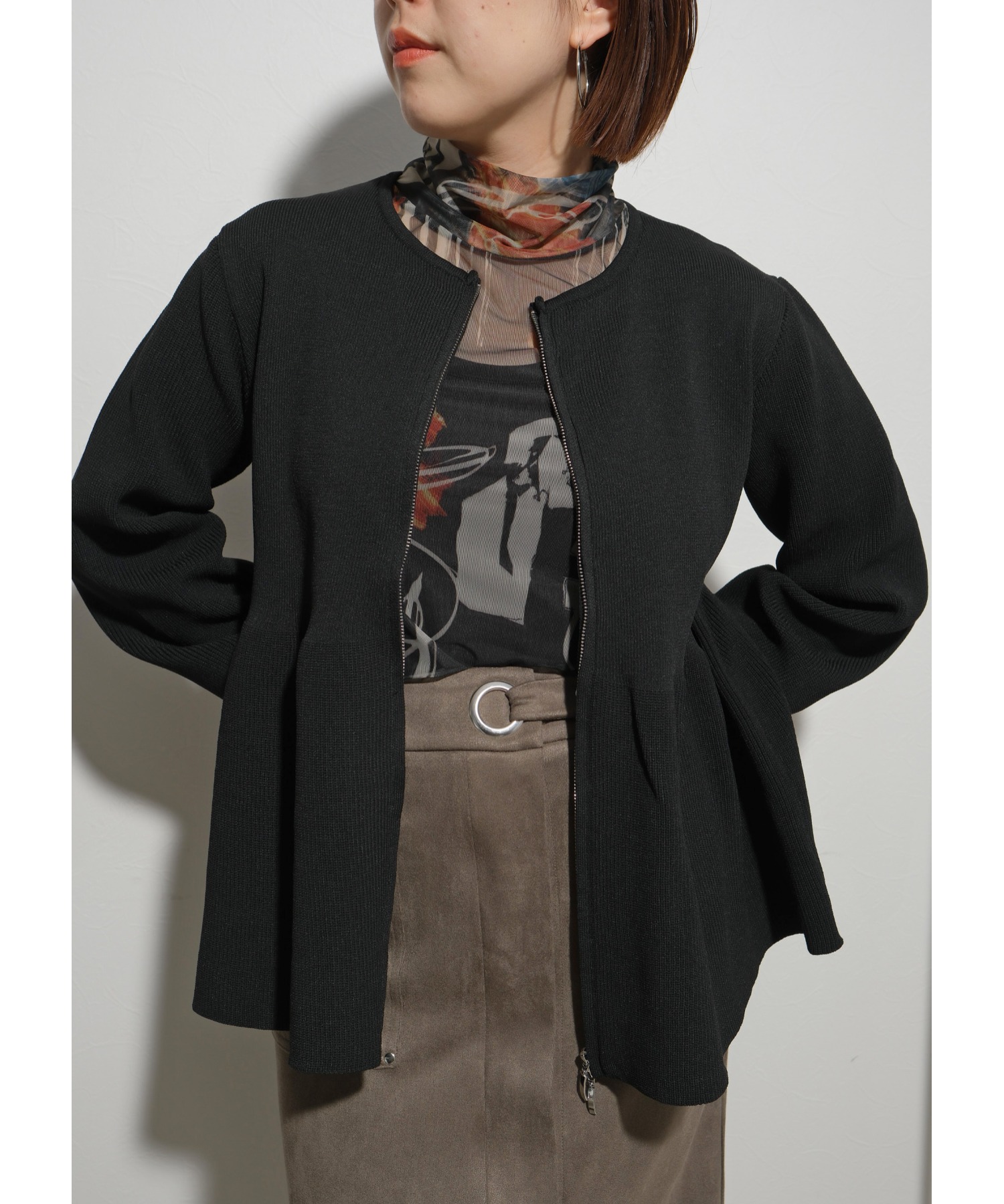 ペプラムzipニットカーデ Palm Riche│Eimee Law & LHELBIE 公式