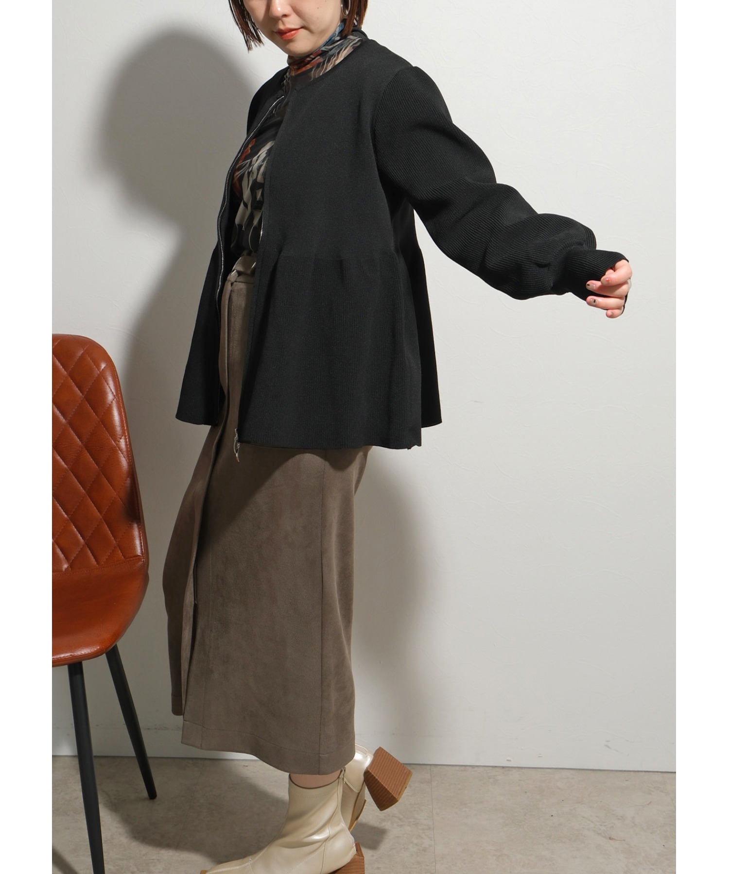 ペプラムzipニットカーデ Palm Riche│Eimee Law & LHELBIE 公式